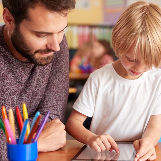 Teacher with student